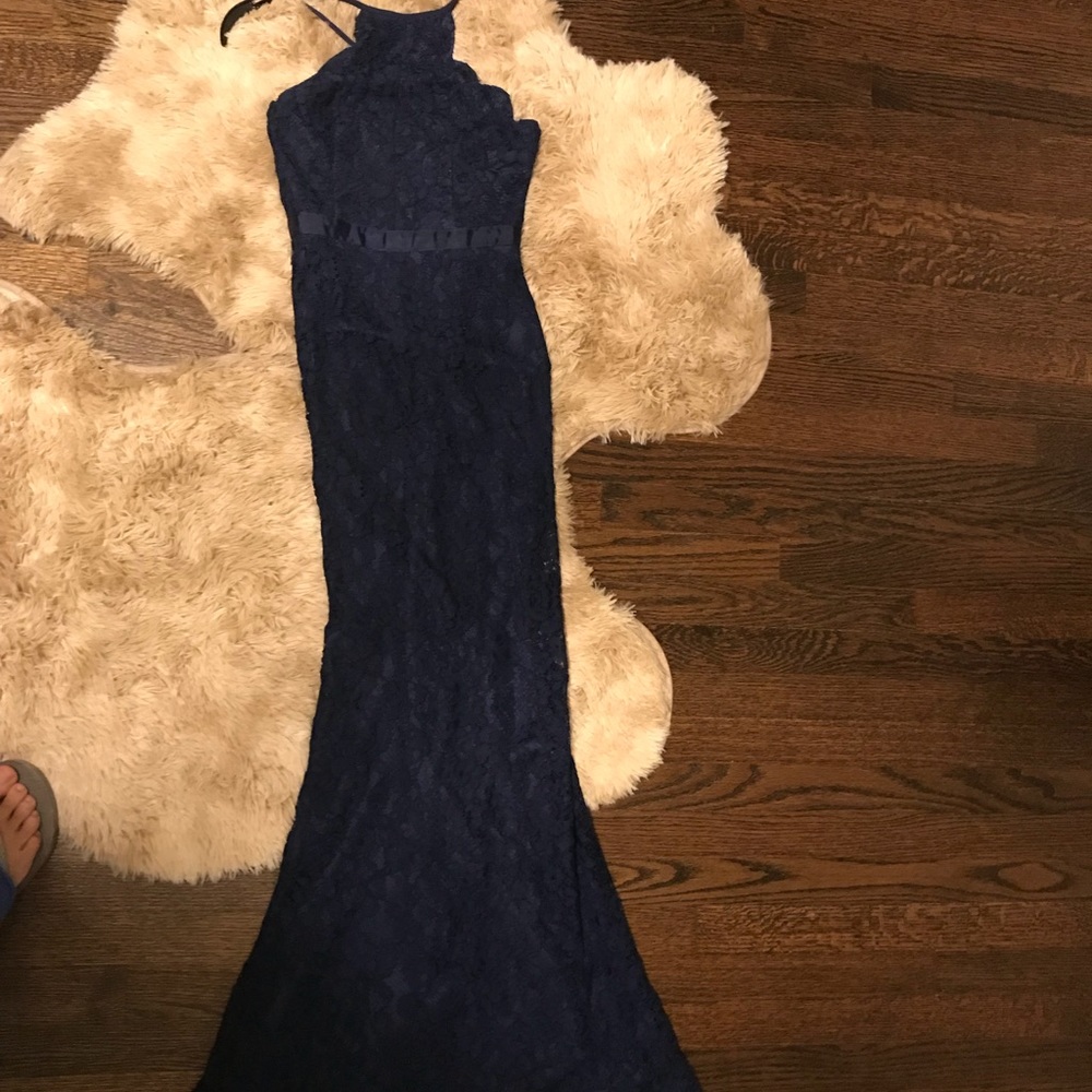 Navy blue lace mermaid style dress